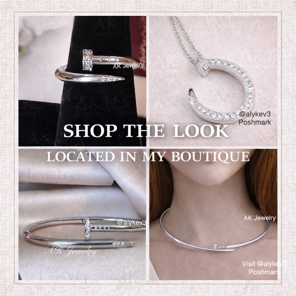 πLUXURY PAVE NAIL Necklace White Gold Choker Gold Plated, Round Elegant Classy - Picture 3 of 8